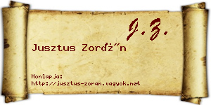 Jusztus Zorán névjegykártya